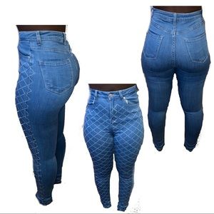 Akira Rhinestone High Waist Skinny Jeans